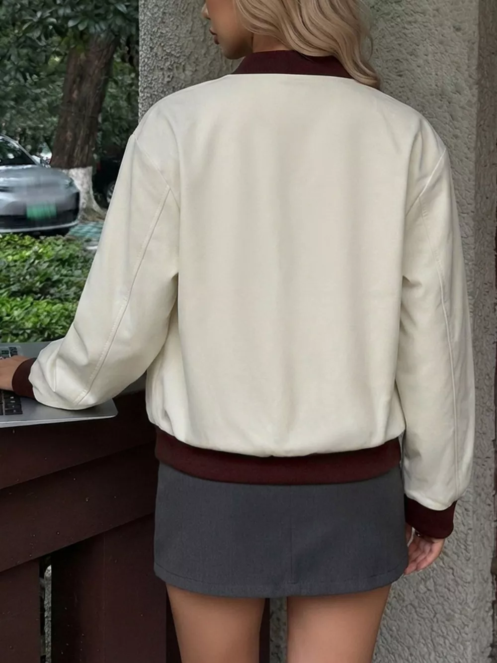 Contrast Trim Zip Up Jacket, image 5