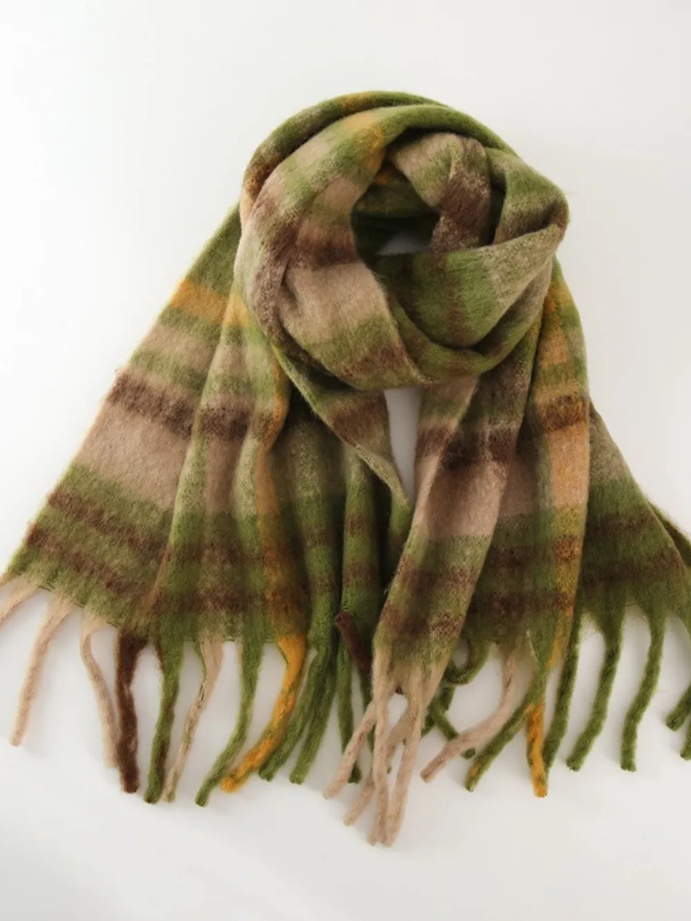 Fringe Plaid Polyester Scarf, image 9