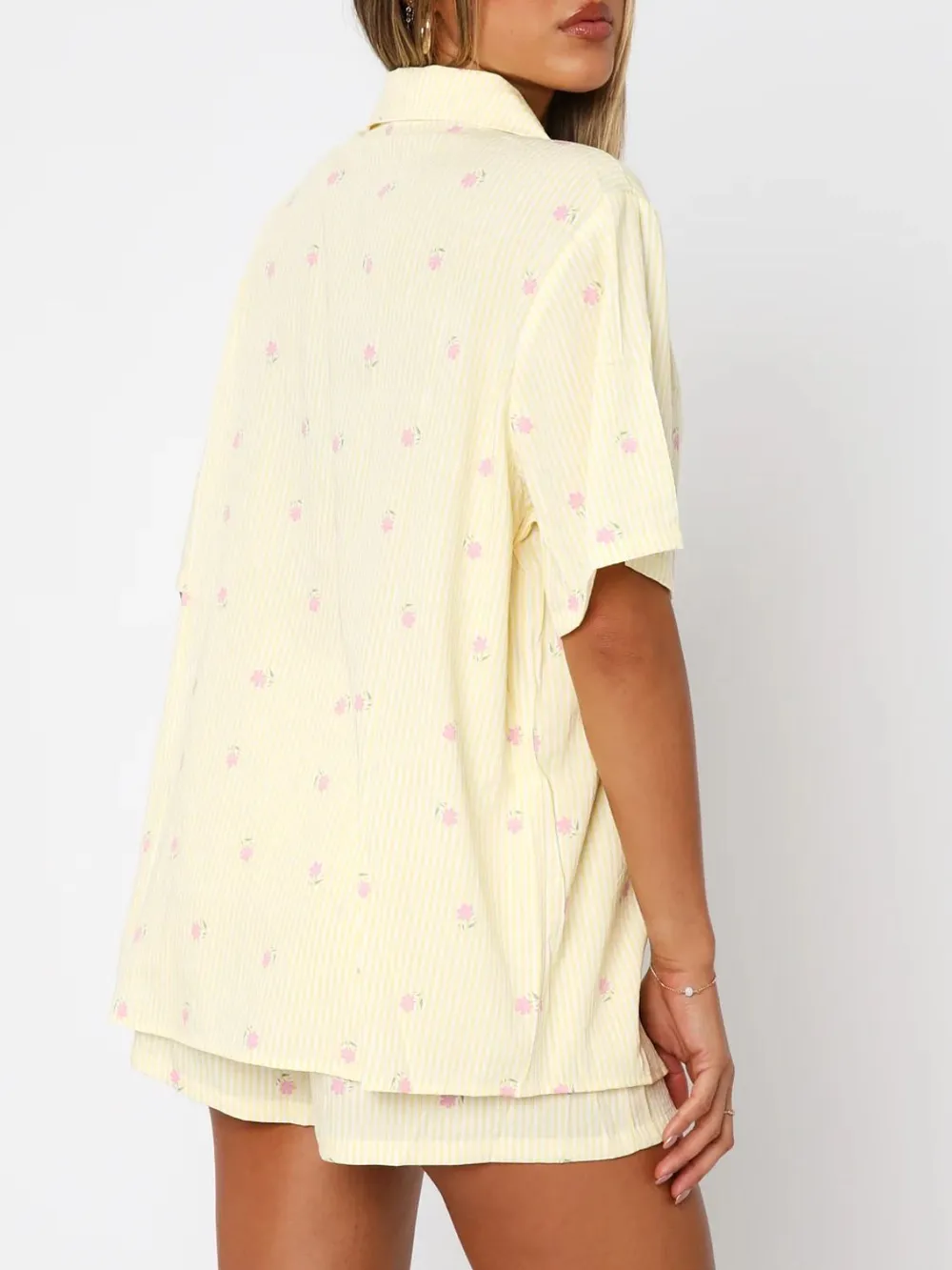 Valentine's Day Printed Collared Neck Short Sleeve Top and Shorts Set, image 4