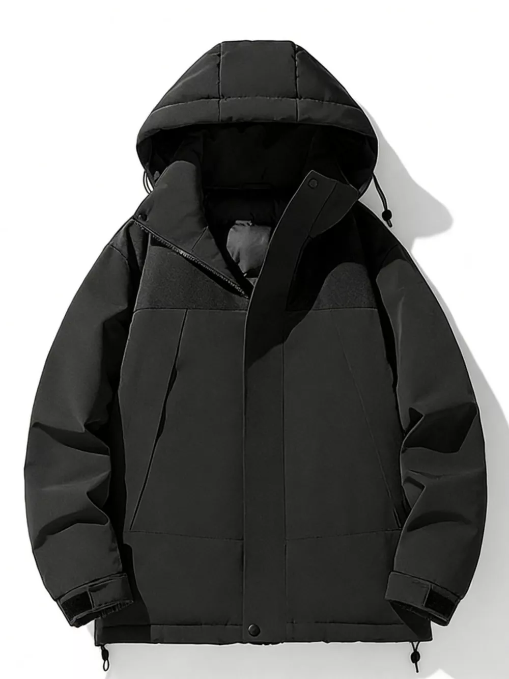 Men's Plus Size Hooded Color Block Padded Winter Coat