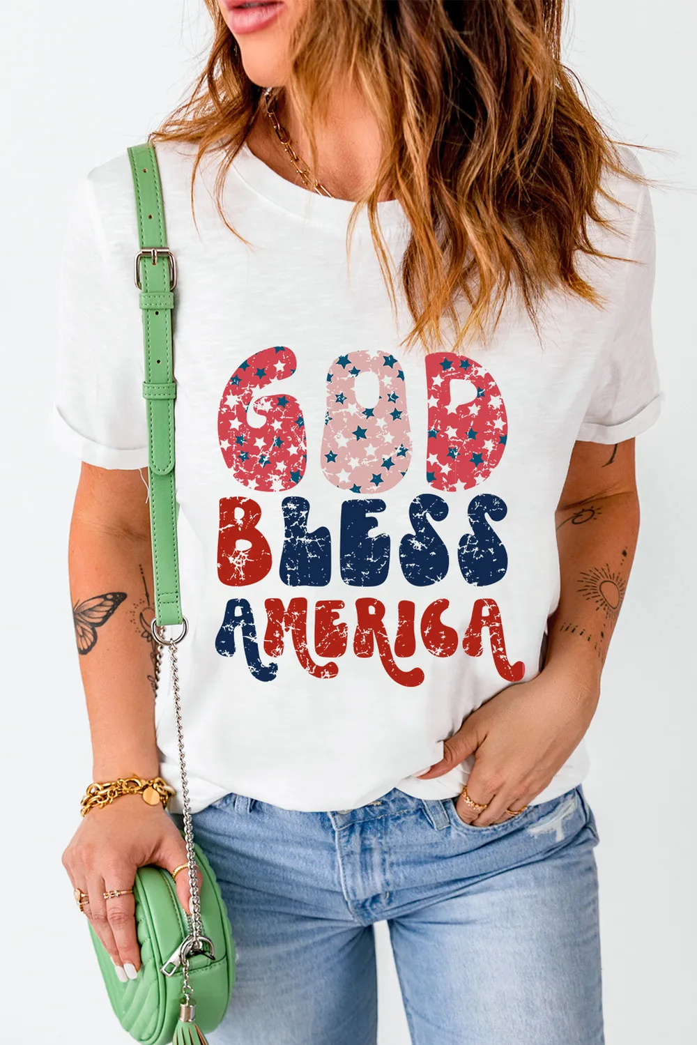 Letter Graphic Round Neck Short Sleeve T-Shirt, image 3