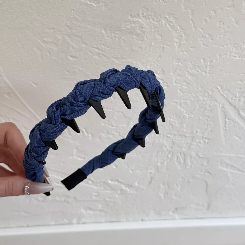 Denim Ruched Hair Headband, image 7