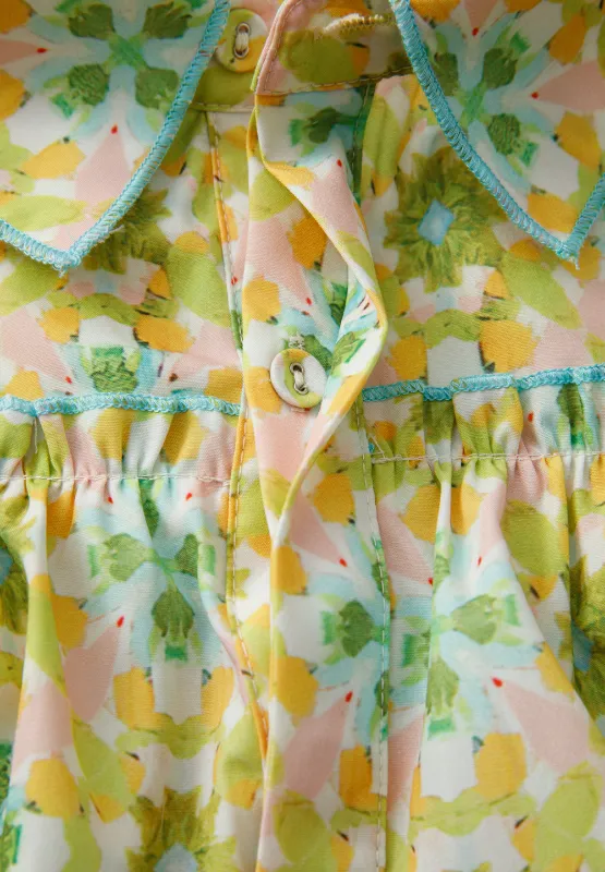 Frill Printed Collared Neck Long Sleeve Blouse, image 6