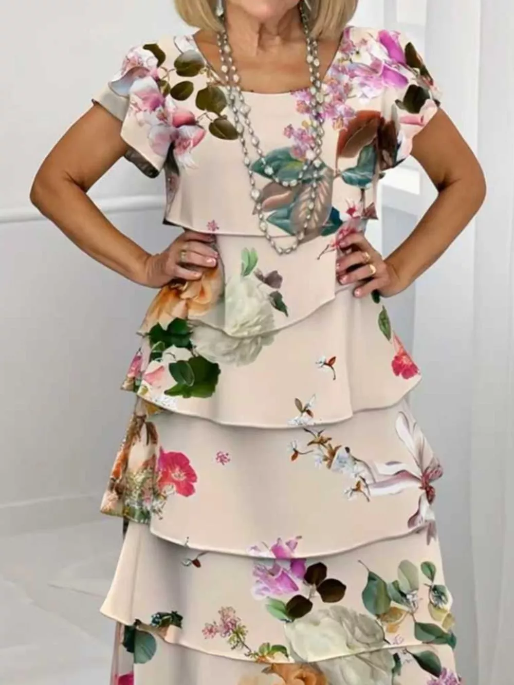 Ruffle Layered Printed Maxi Dress, image 3