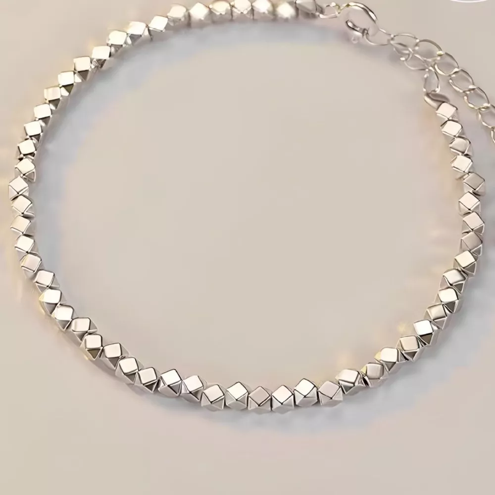 925 Sterling Silver Geometric Chain Adjustable Bracelet, image 2