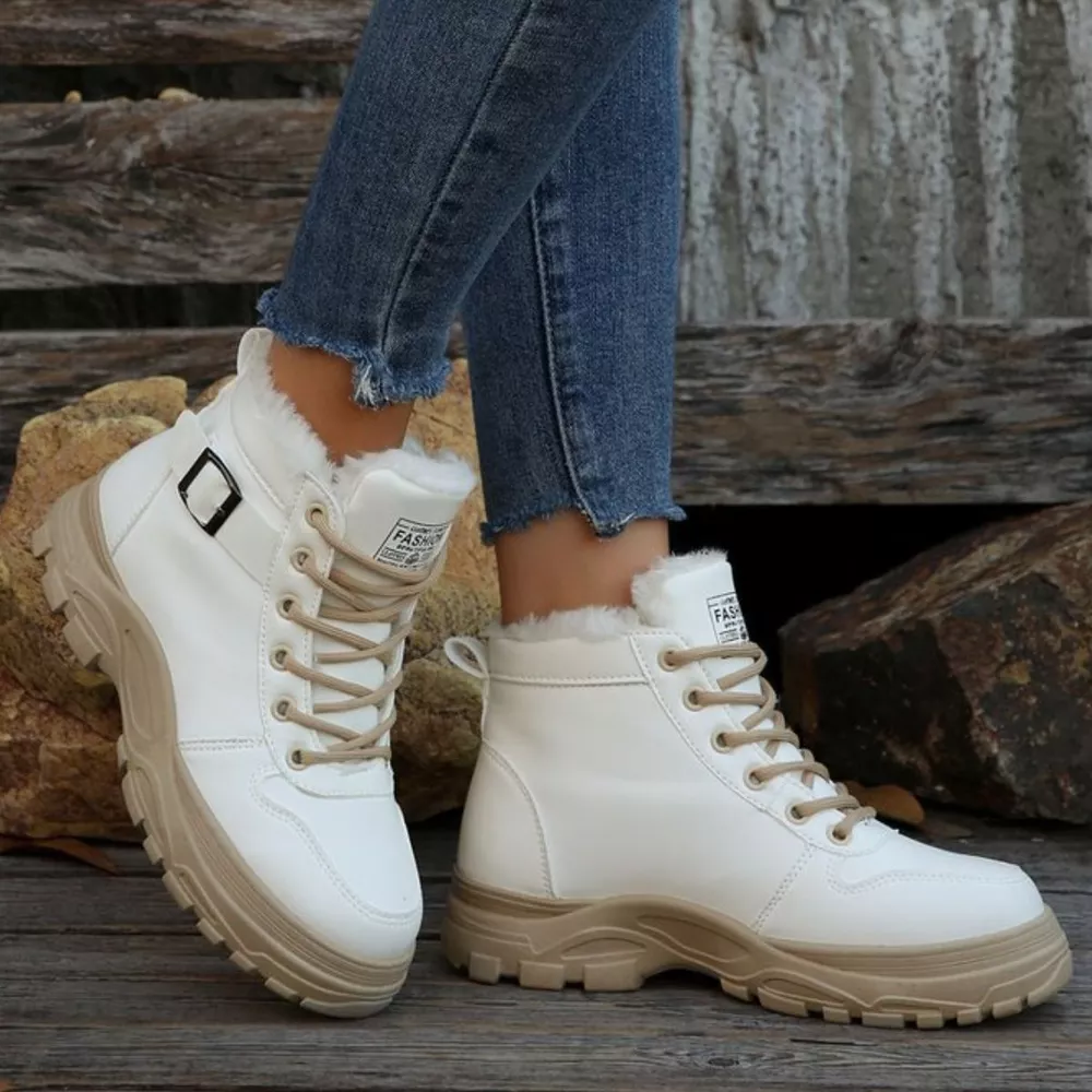 Warm Lined Ankle Boots with Buckle Detail, image 5