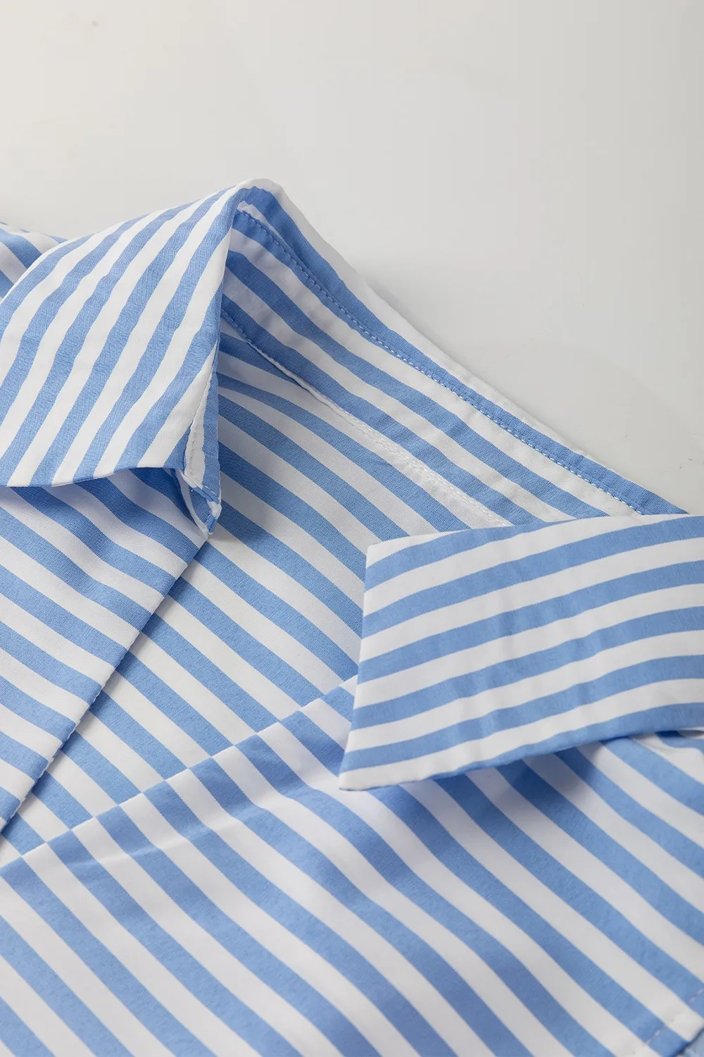 Striped Notched 3/4 Sleeve Blouse, image 3