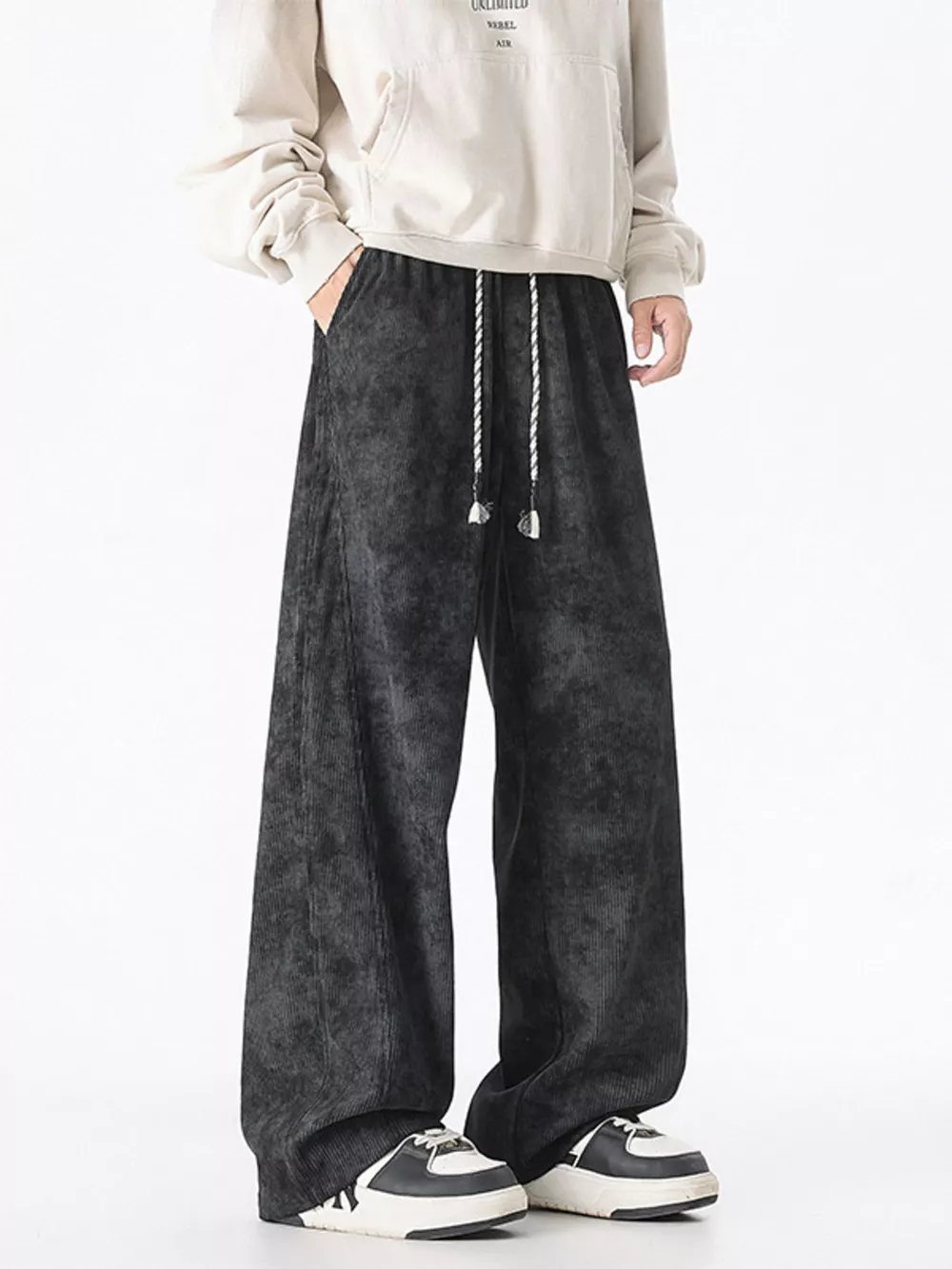 Men's Plus Size Vintage Wash Wide Leg Pants