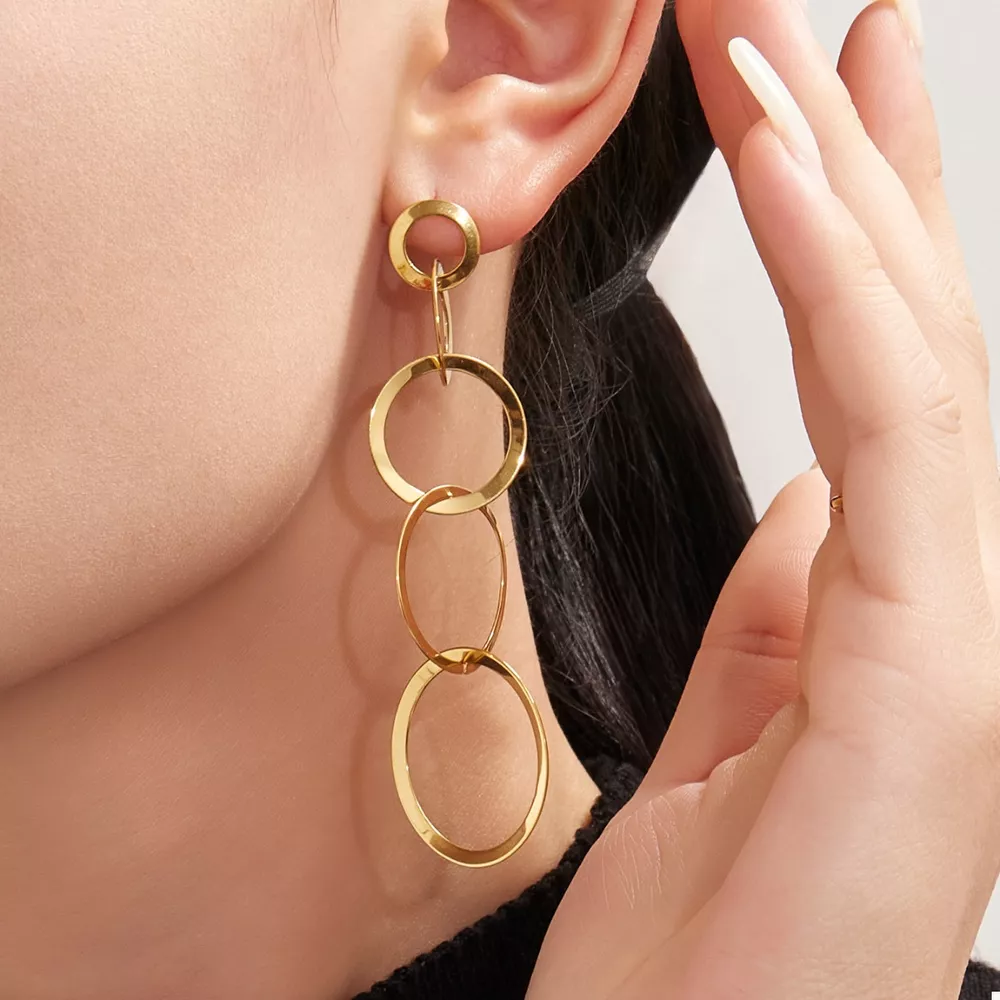 18K Gold-Plated Titanium Steel Round Earrings