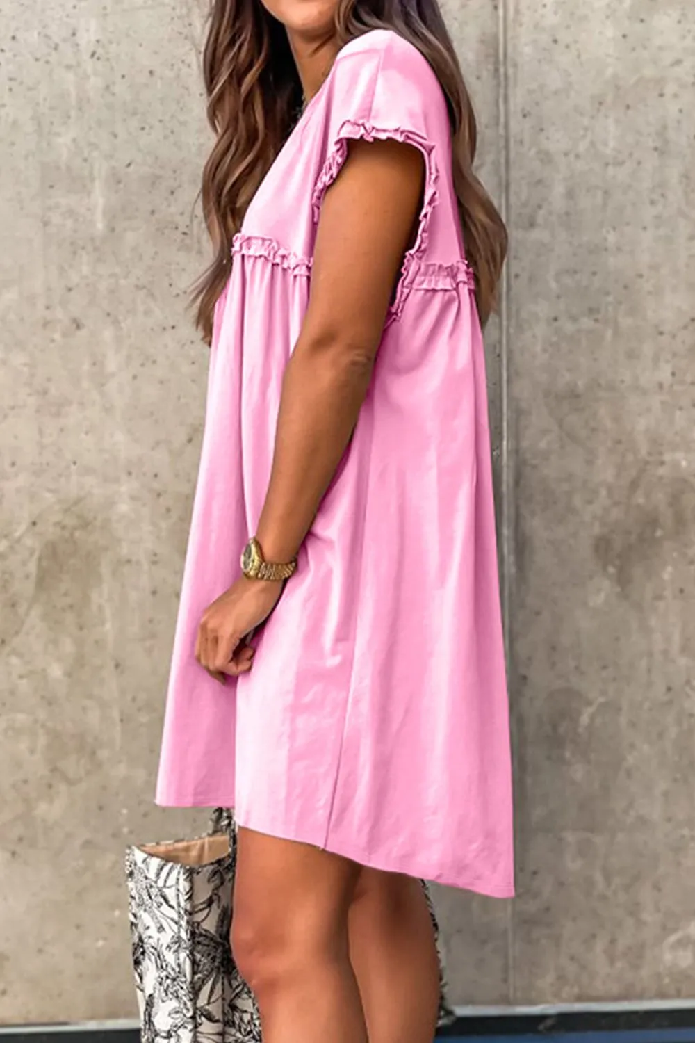Frill Short Sleeve Mini Dress, image 2