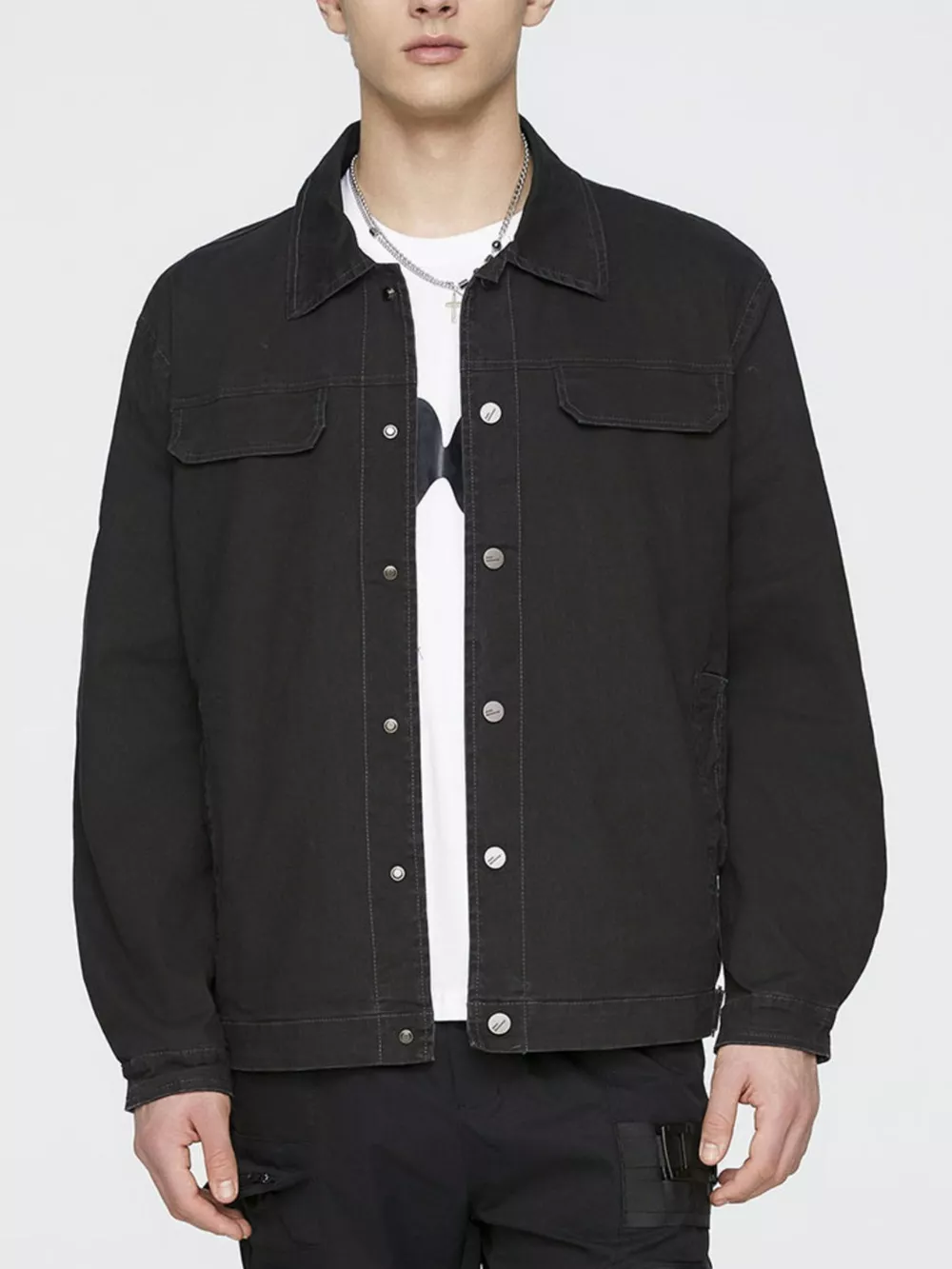 Men's Plus Size Button Up Long Sleeve Jacket, image 3