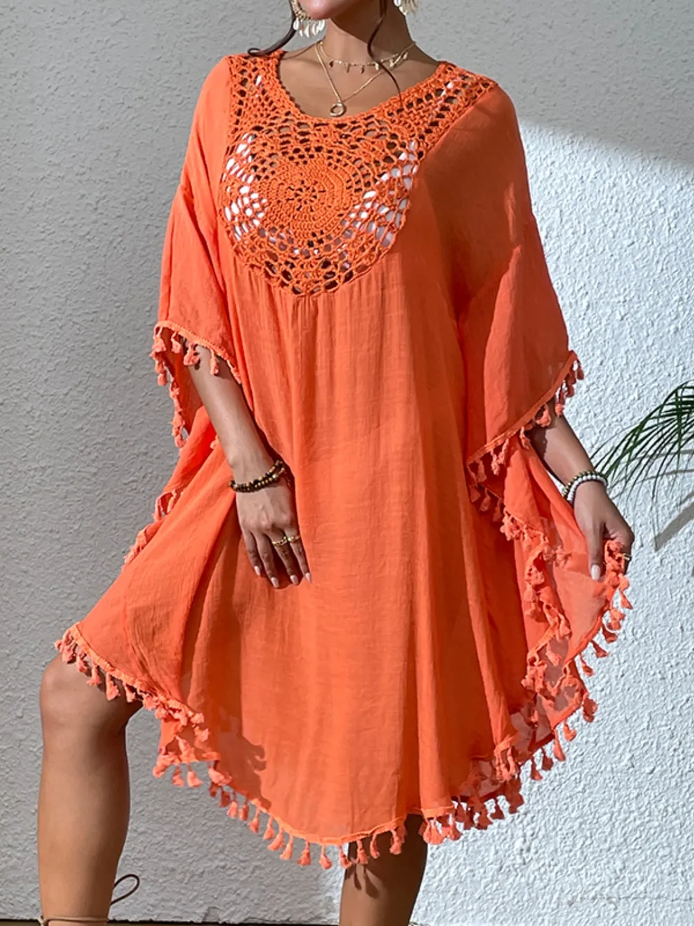 Tassel Cutout Scoop Neck Cover-Up Dress, image 10