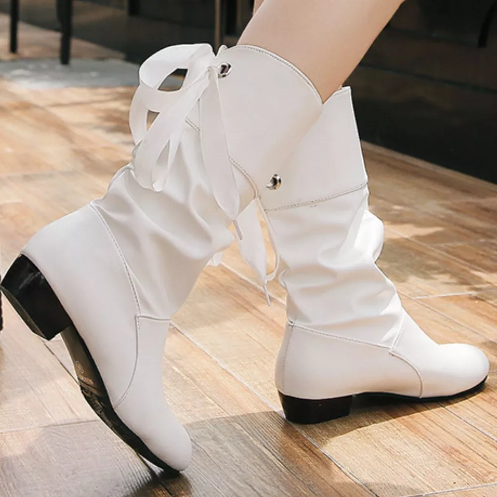 Round Toe Block Heels Boots, image 5