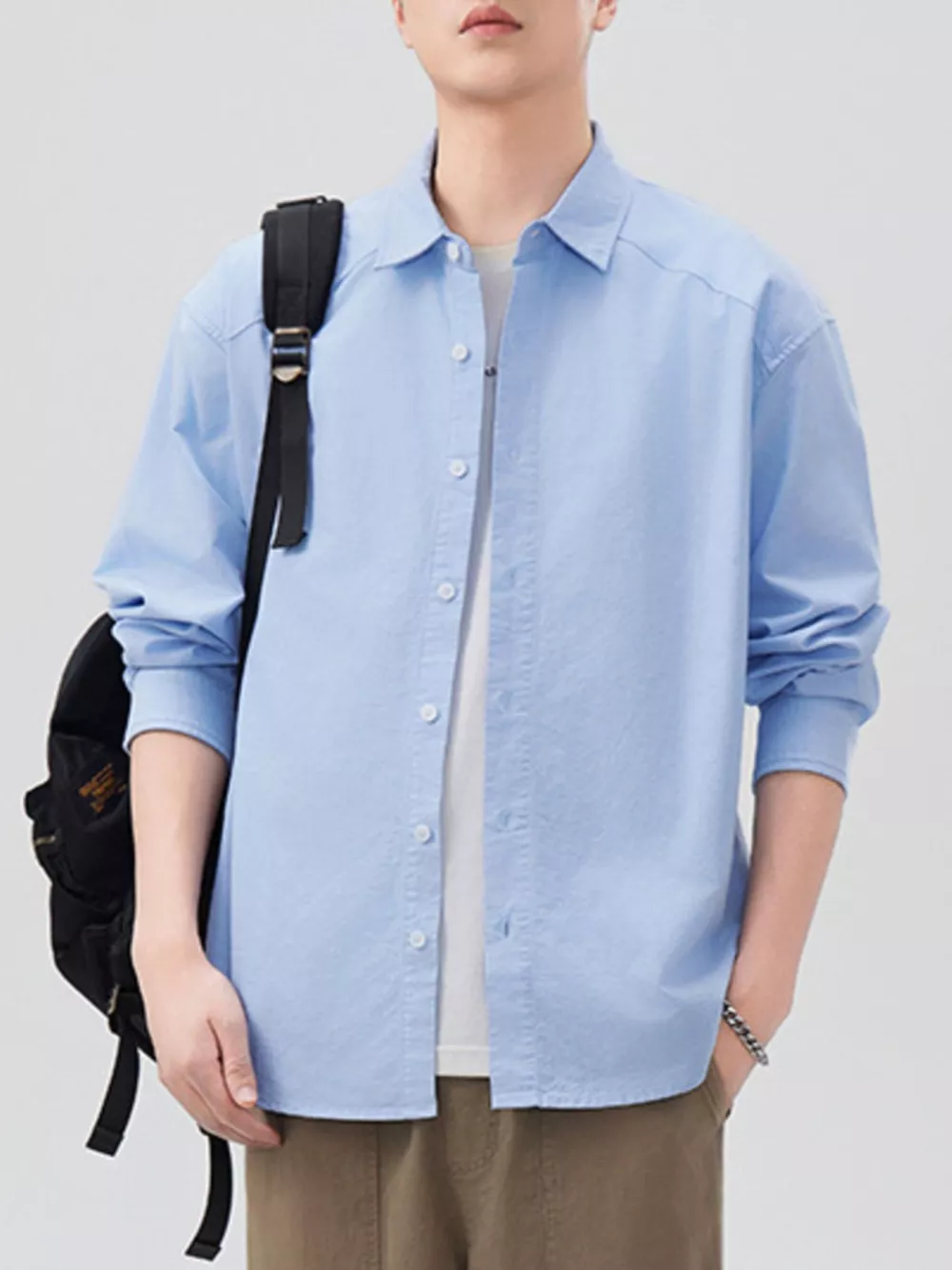 Men's Plus Size Button Up Long Sleeve Shirt, image 5