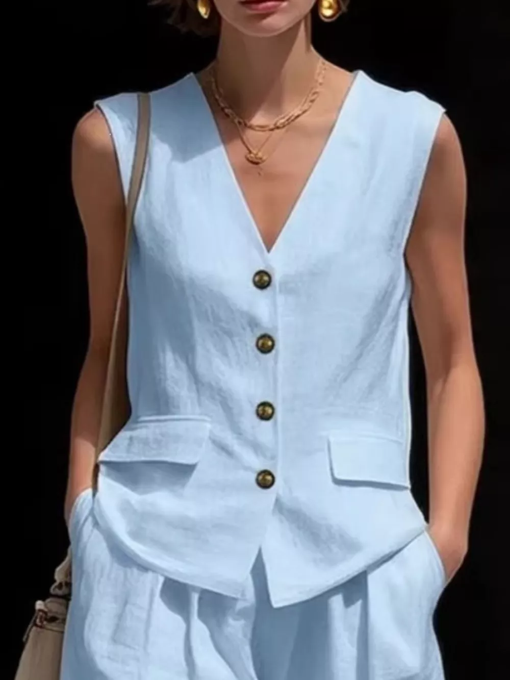 Full Size Sleeveless Vest and Shorts Set Plus Size, image 8