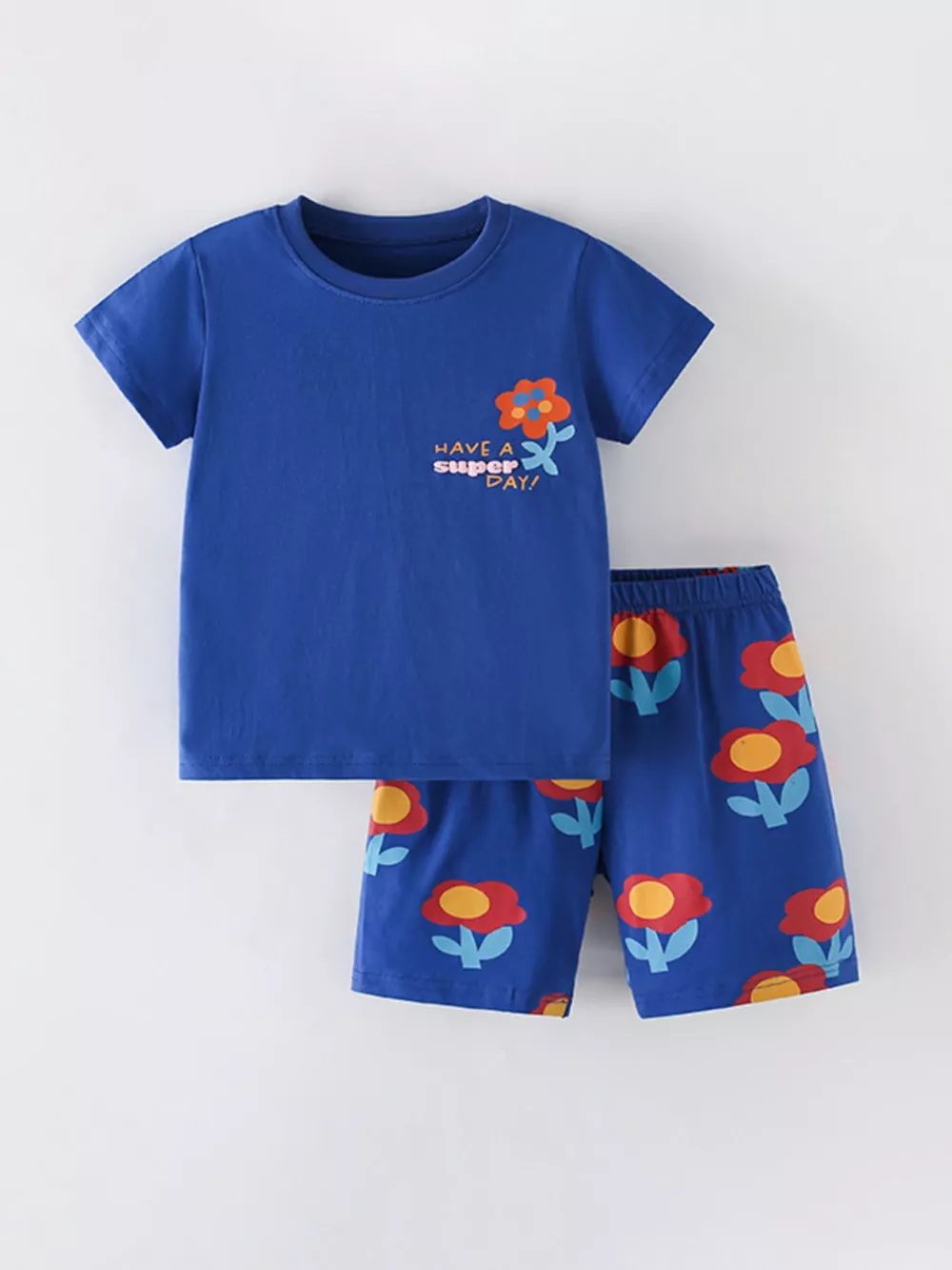 Children's Floral Short Sleeve Tee and Shorts Set