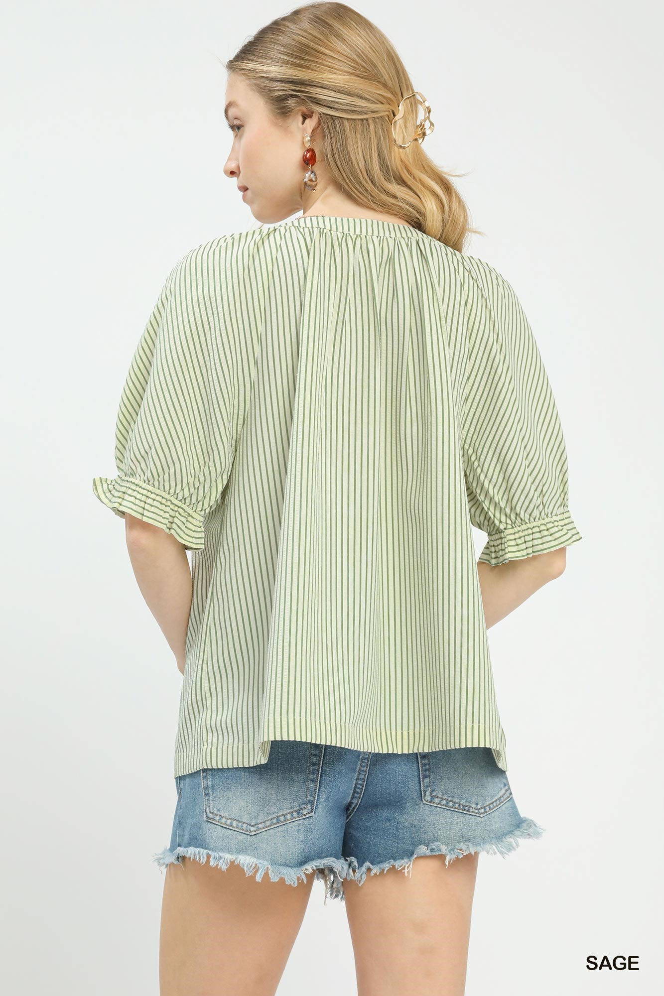 Stripe V-Neck Blouse, image 4