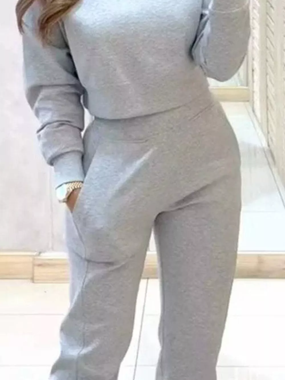 Cropped Sweatshirt and Jogger Set, image 4