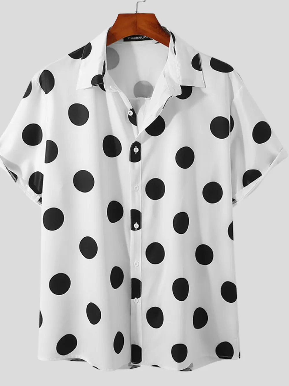 Men's Full Size Polka Dot Short Sleeve Button-Up Shirt Plus Size, image 5