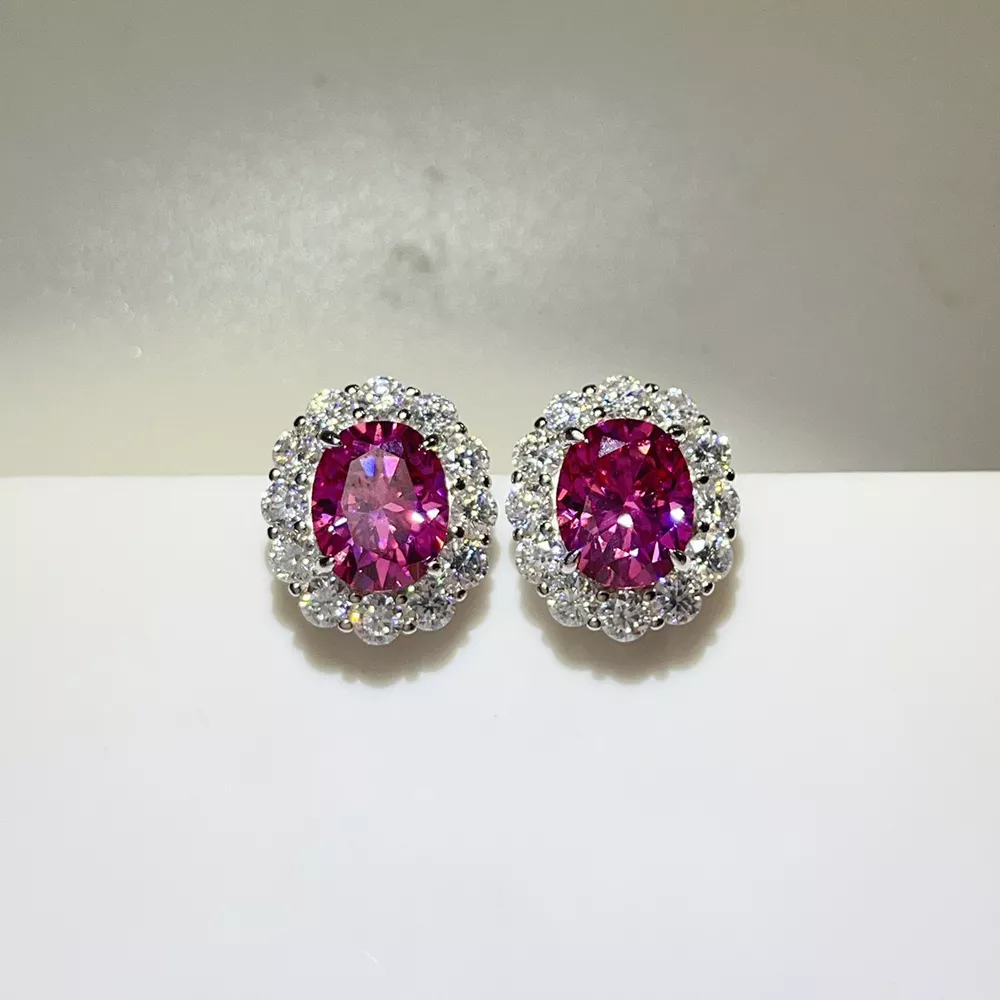 6 Carat 925 Sterling Silver Moissanite Stud Earrings, image 2