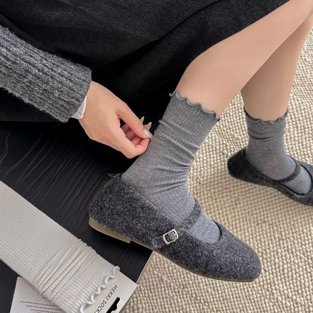 Ribbed Lettuce-Edge Casual Socks, image 7