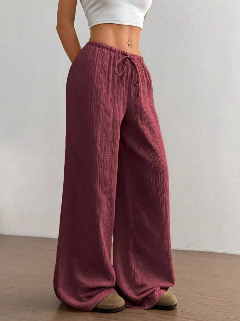 Wide-Leg Drawstring Pants, image 9