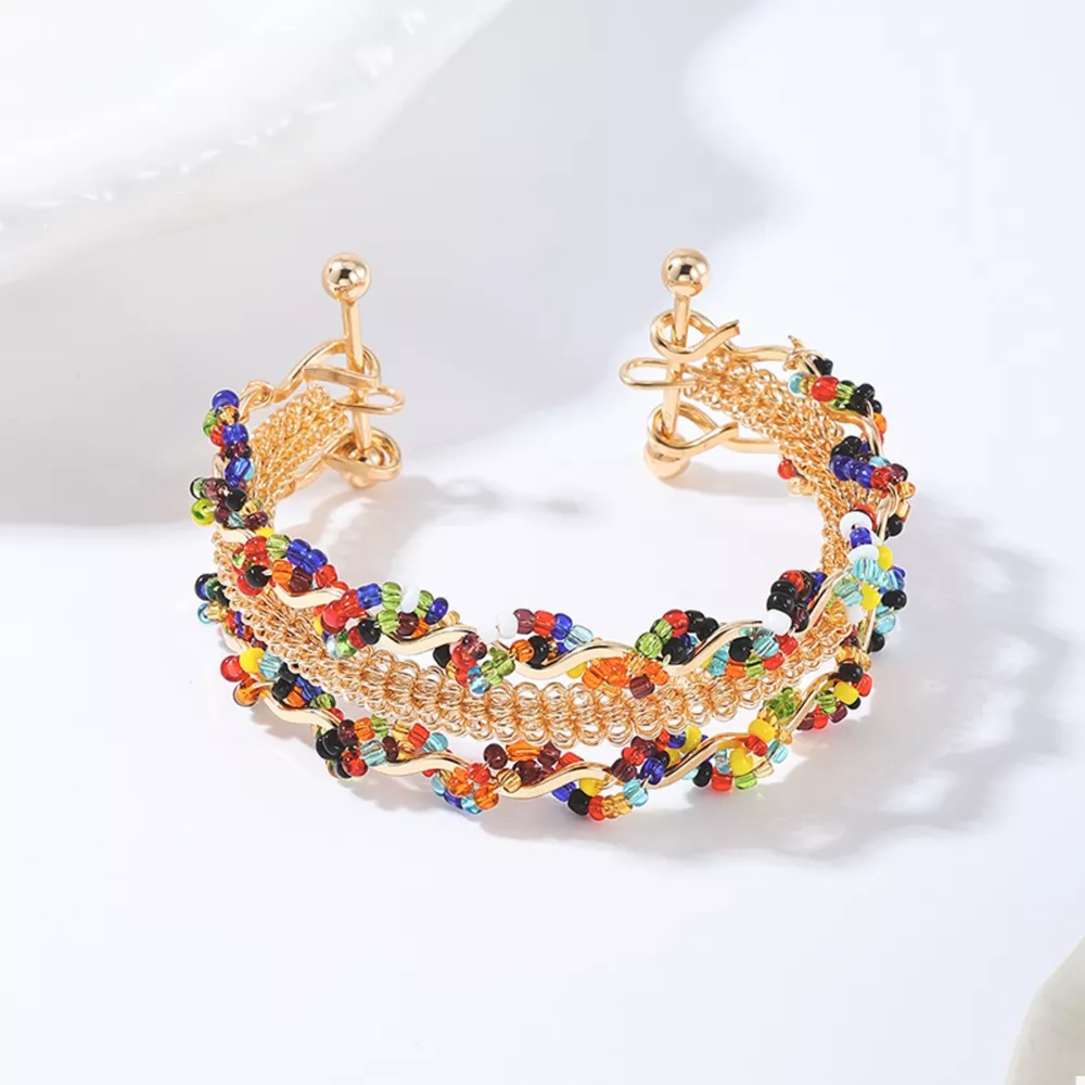 18K Gold-Plated Three Layered Open Bracelet, image 5