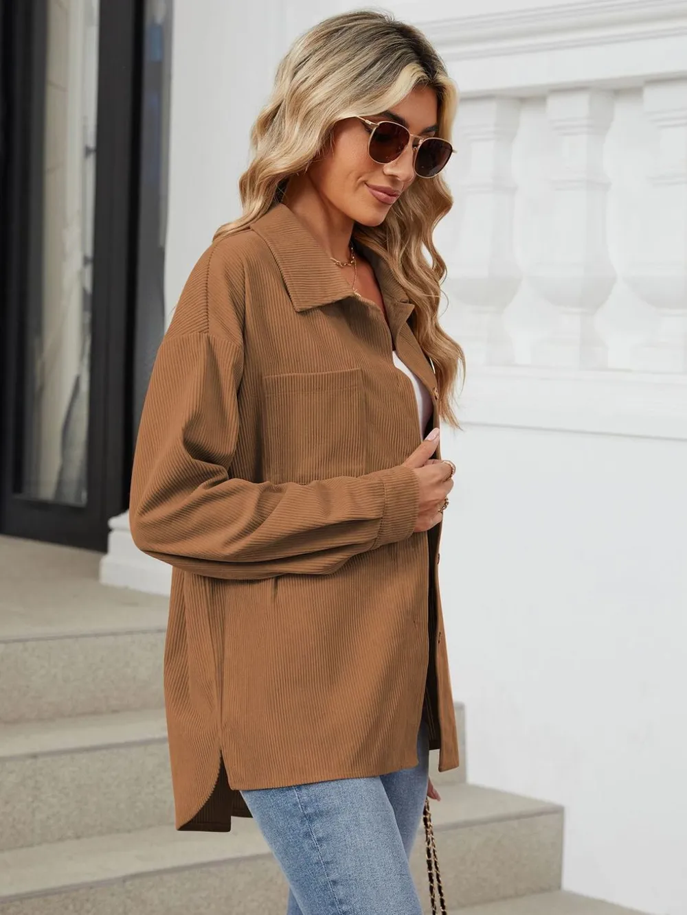 Button Up Long Sleeve Shirt with Breast Pockets, image 10