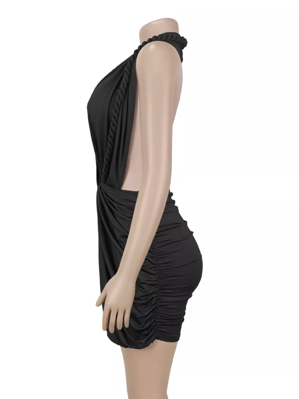 Ruched Halter Neck Bodycon Mini Dress, image 4