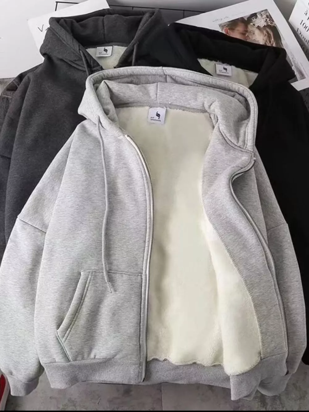 Men's Plus Size Fleece Lined Zip-Up Hoodie, image 2