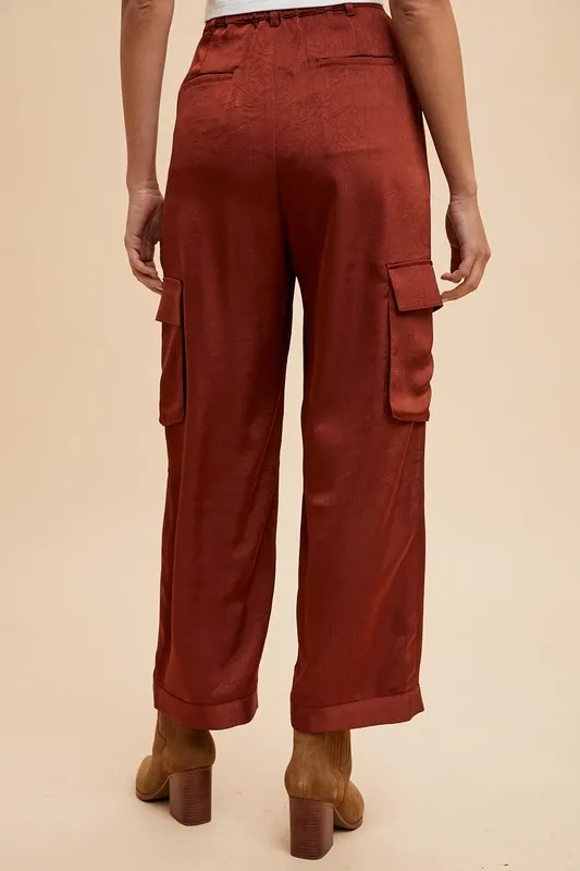 Wide Leg Cargo Satin Pants, image 4