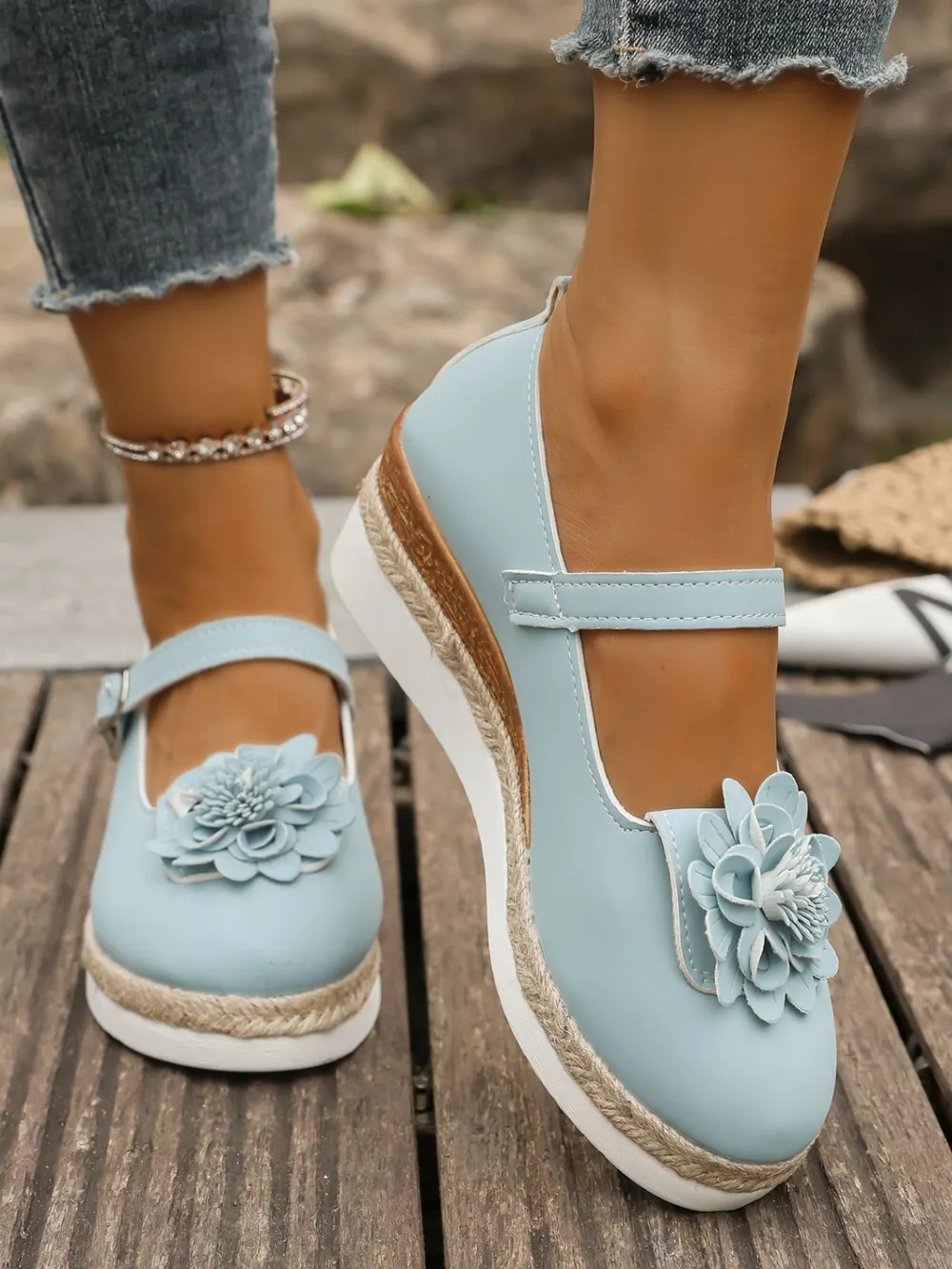 Flower Embellished Mary Jane Loafers, image 3