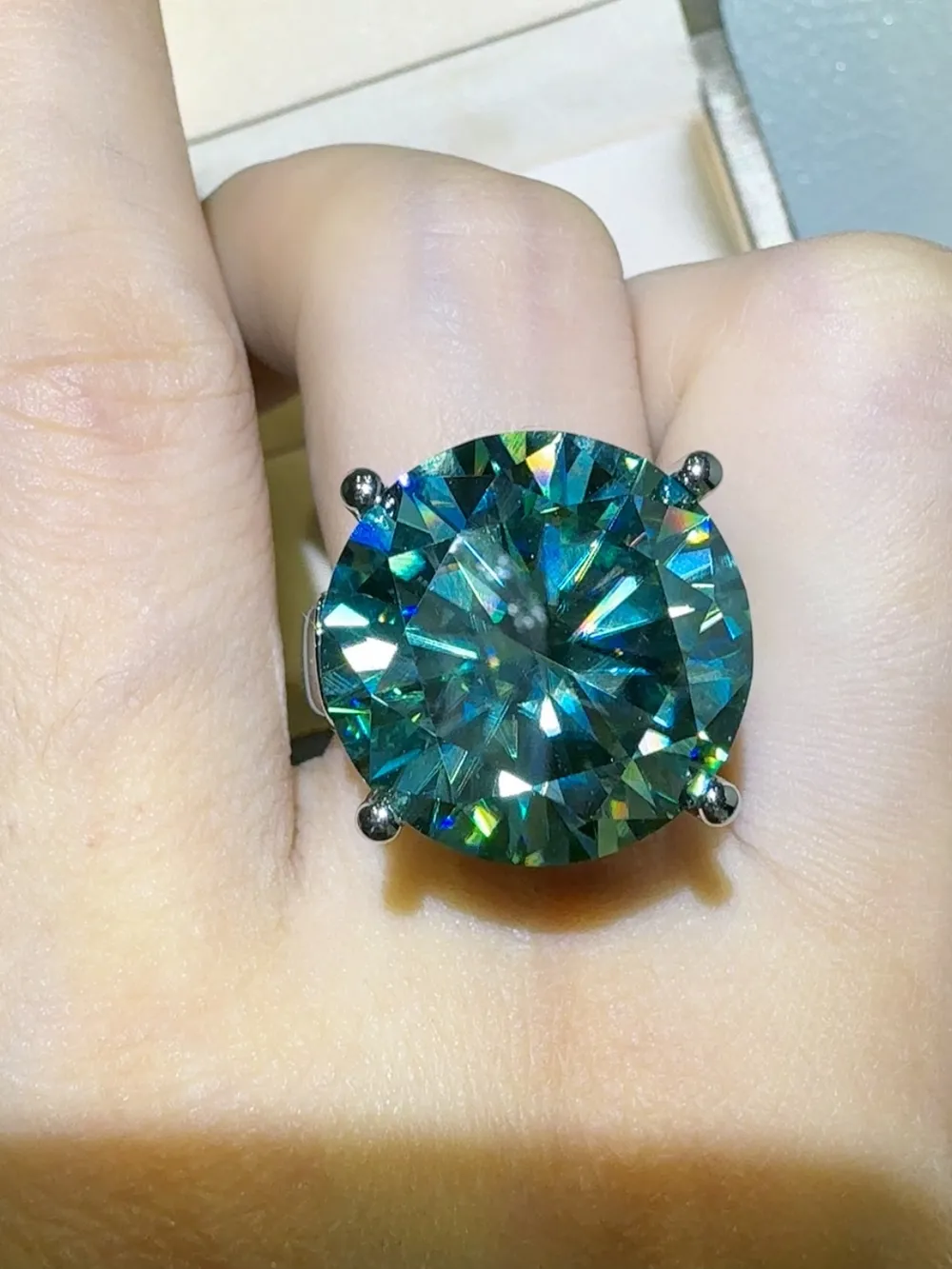 20 Carat Moissanite 925 Sterling Silver Ring, image 4