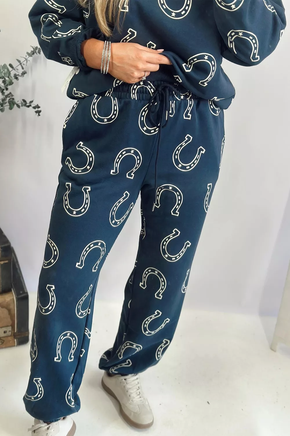 Lucky Horseshoe Print Sweatshirt and Pants Set, image 3