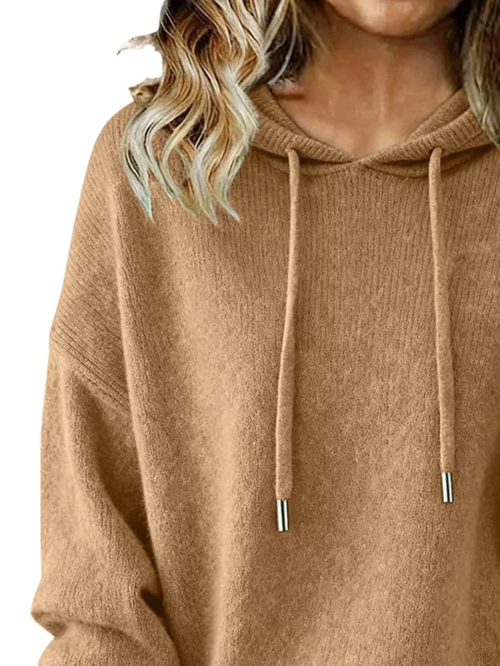 Drawstring Long Sleeve Hooded Sweater, image 6