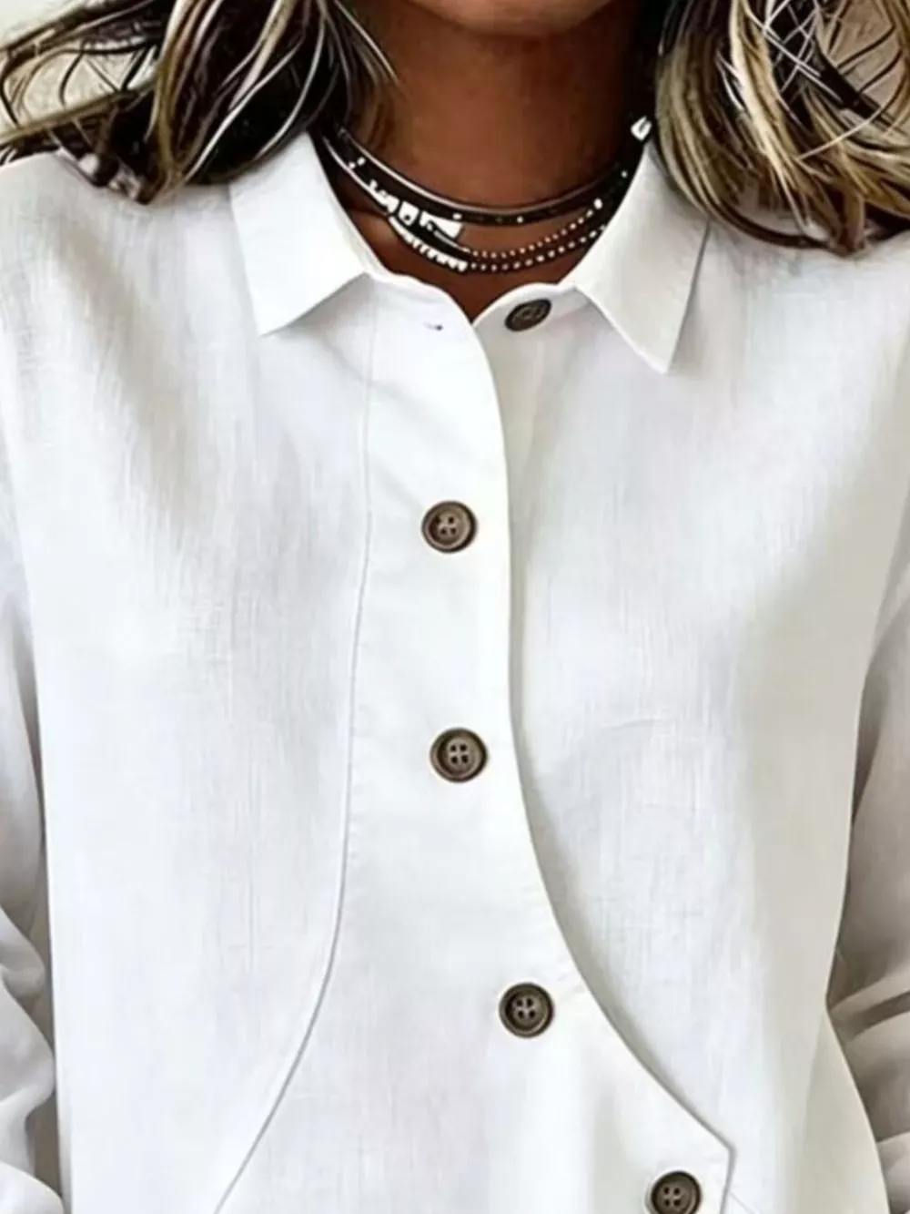 Full Size Asymmetrical Button Down Shirt Plus Size, image 2