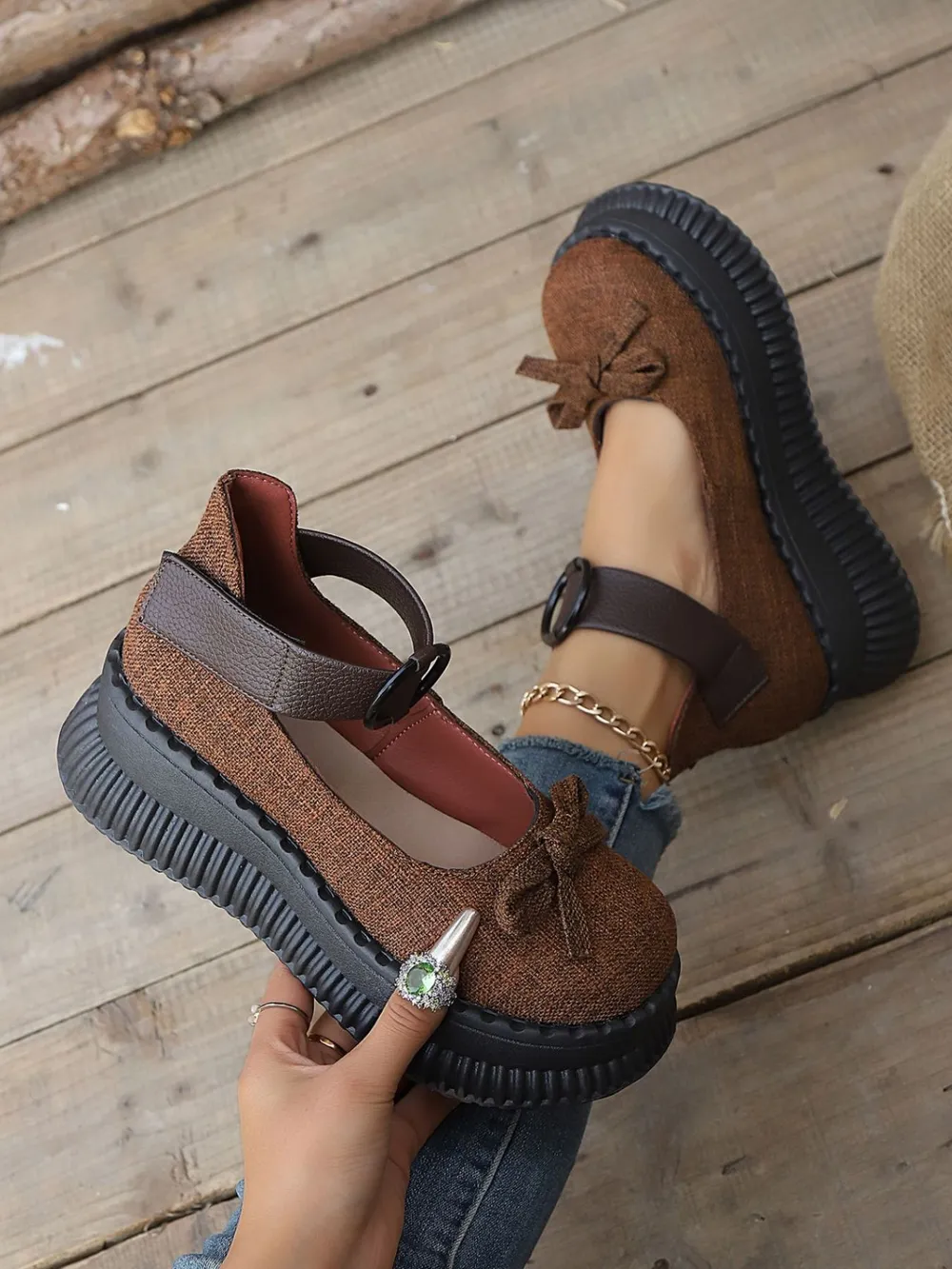 Bow Round Toe Platform Loafers, image 4