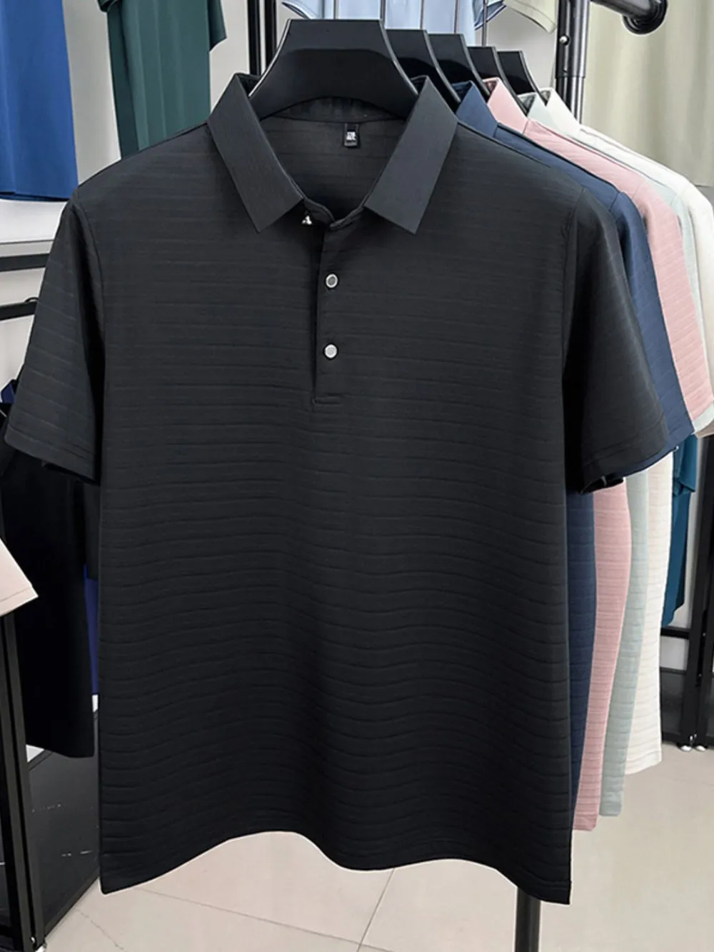Men's Plus Size Button Detail Short Sleeve Polo, image 6