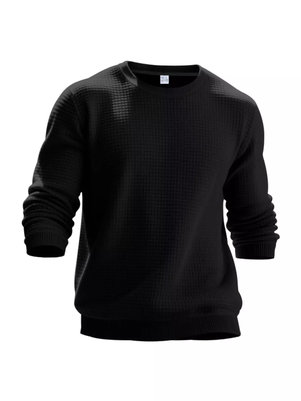 Men's Full Size Classic Waffle-Knit Crew Neck Sweatshirt Plus Size, image 5