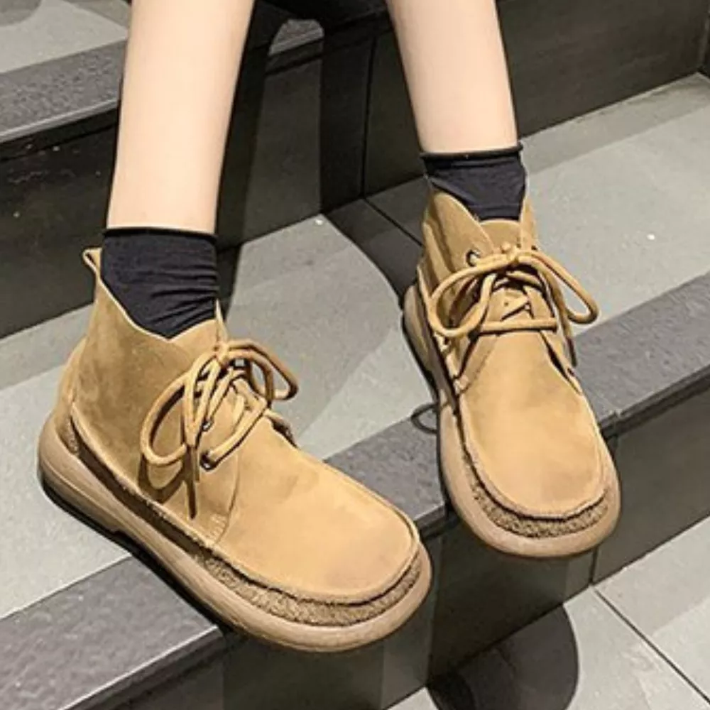 Round Toe Lace-Up Ankle Boots, image 4