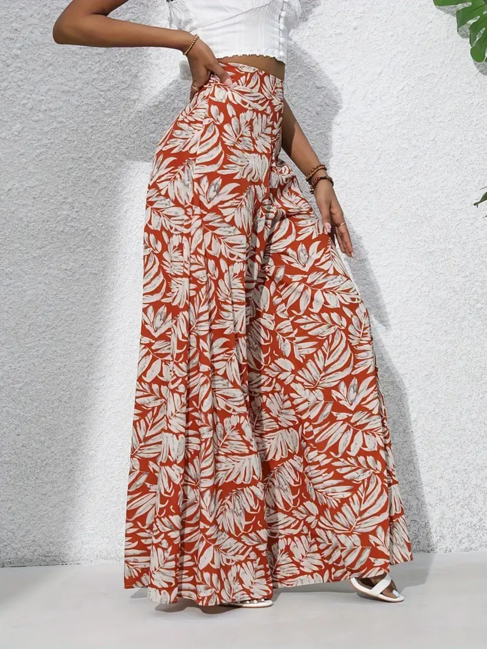 Printed High Waist Wide Leg Pants, image 4