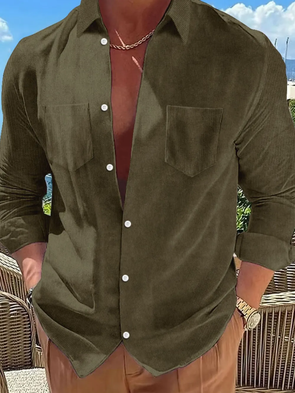 Men's Full Size Button Down Long Sleeve Casual Shirt Plus Size