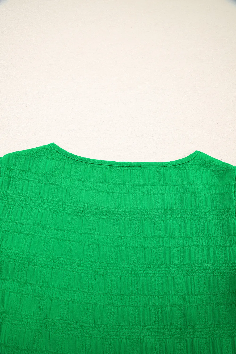 Textured Ruffled Sleeve Round Neck Top, image 3