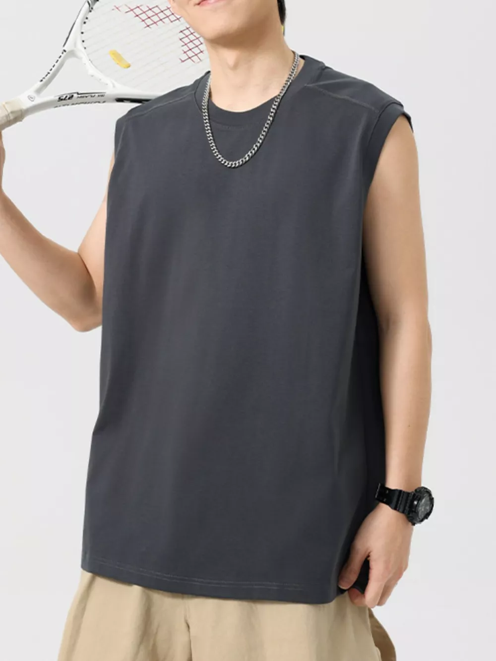 Men's Plus Size Round Neck Tank, image 9