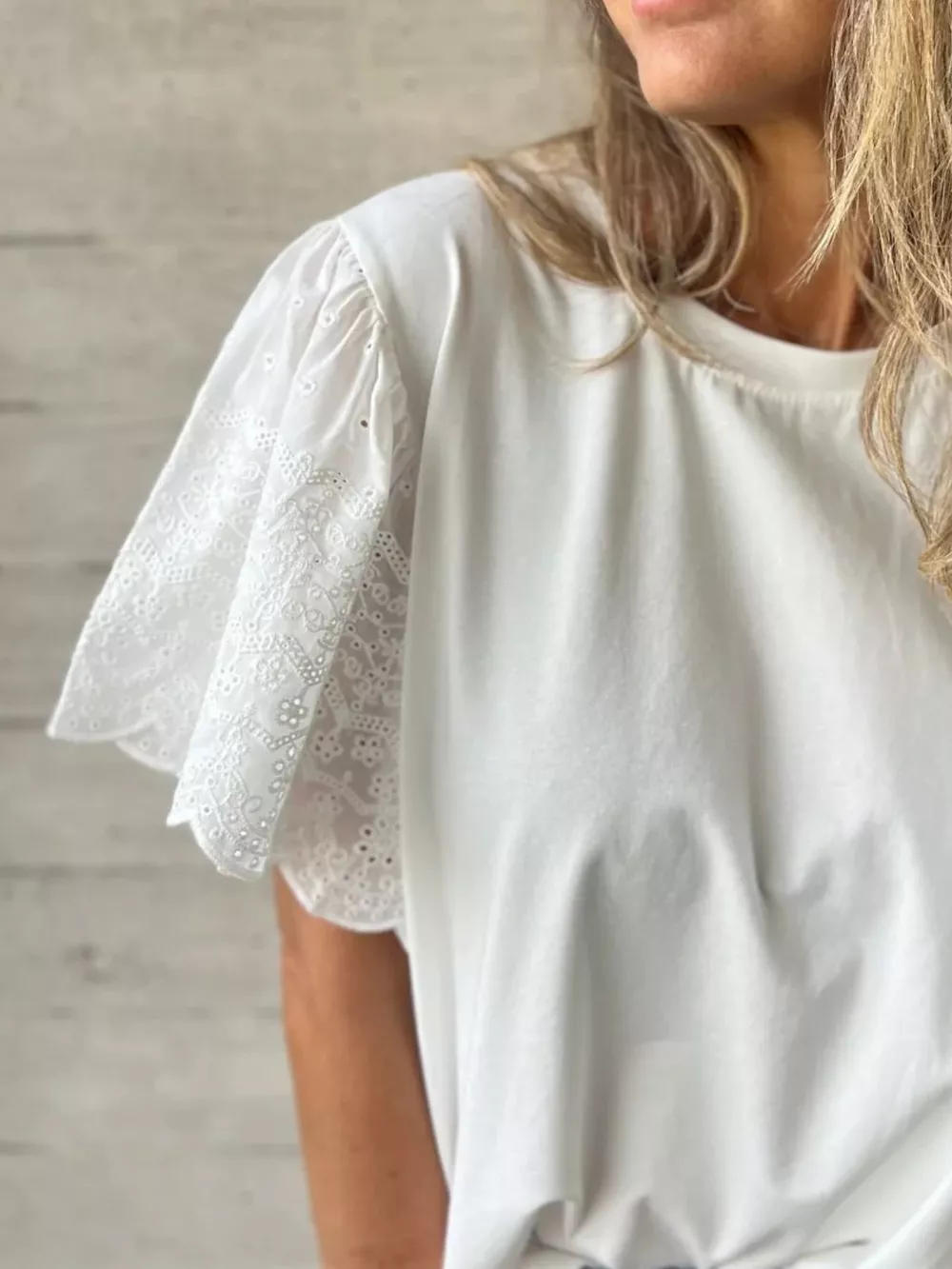 Plus Size Lace Detail Round Neck T-Shirt, image 3