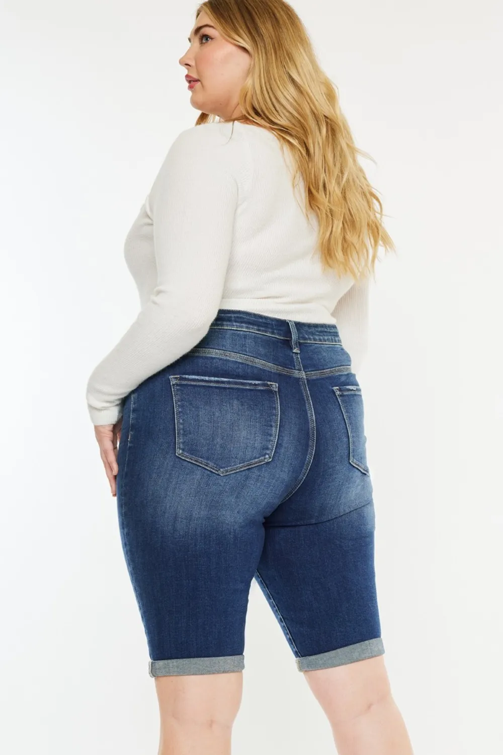 Full Size Cat's Whiskers Button Fly Denim Shorts, image 3