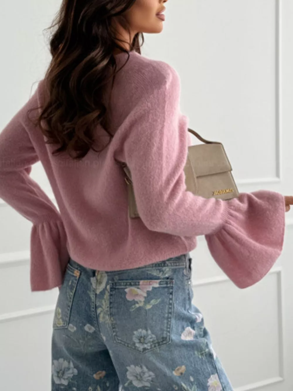 Round Neck Flounce Sleeve Sweater, image 10