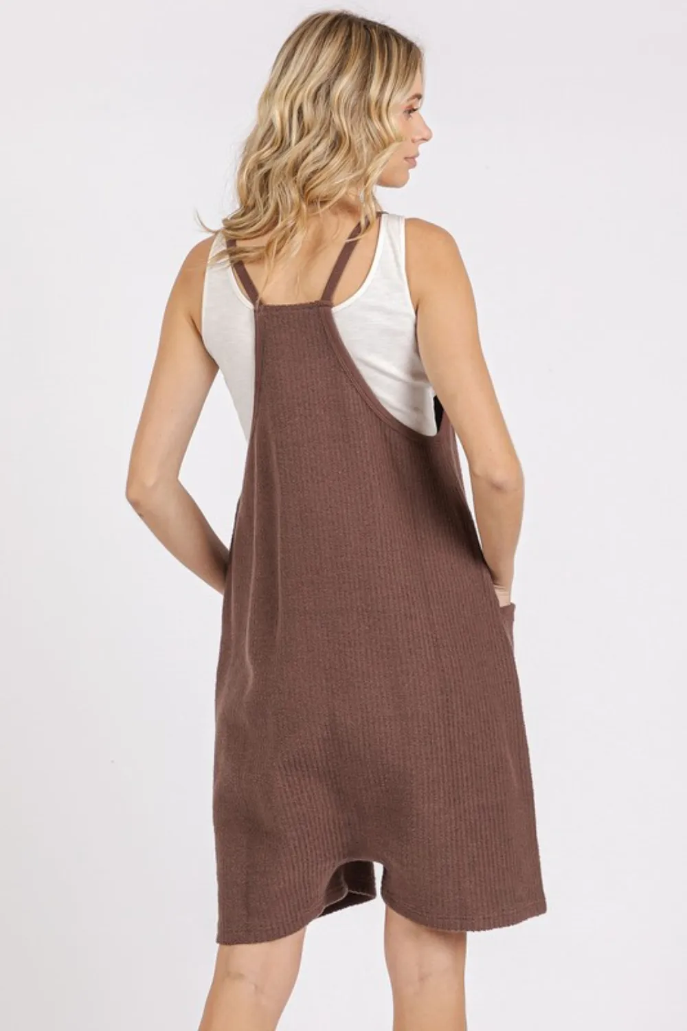 Scoop Neck Spaghetti Strap Overalls with Pockets, image 3