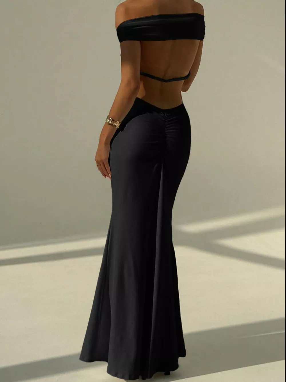 Backless Off-Shoulder Bodycon Mermaid Maxi Dress, image 5