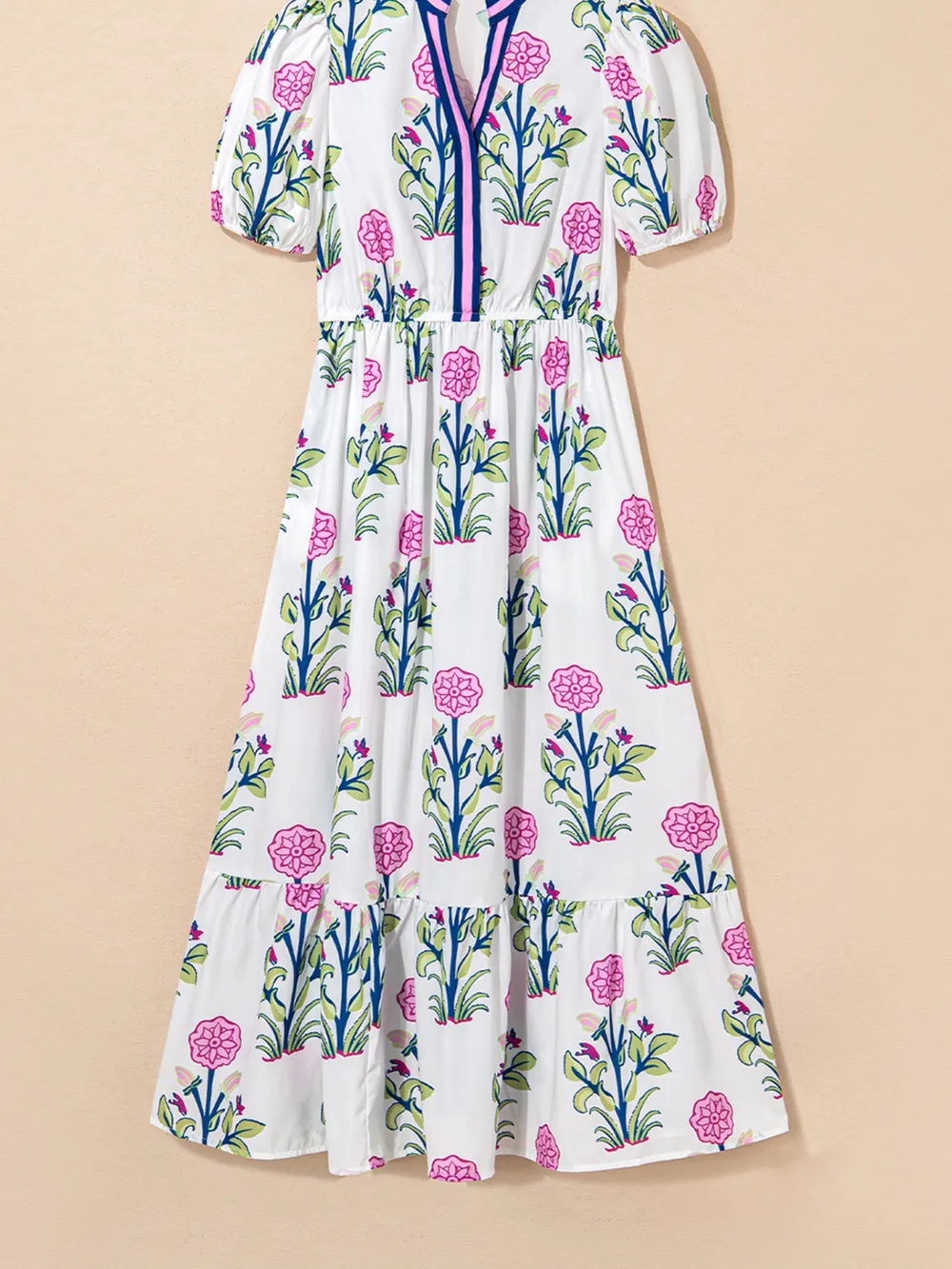 Printed Short Sleeve Midi Dress with Pockets, image 5